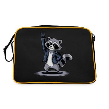 Rockiger Waschbär Mit Lederjacke Und Coolen Vibes - Retro Tasche - Schwarz/Gold - Hinten