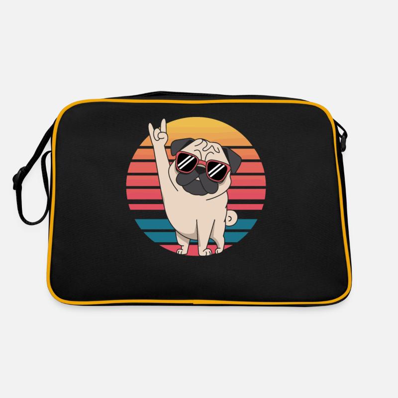 Retro Pug Mit Sonnenbrille Rockt Die Bühne Retro Tasche