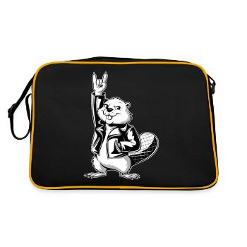 Cool Beaver Rocks - Blouson en cuir - Sac Retro - noir/or - Dos