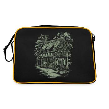 Dunkles Cottagecore Haus im Wald für - Retro Tasche - Schwarz/Gold - Hinten
