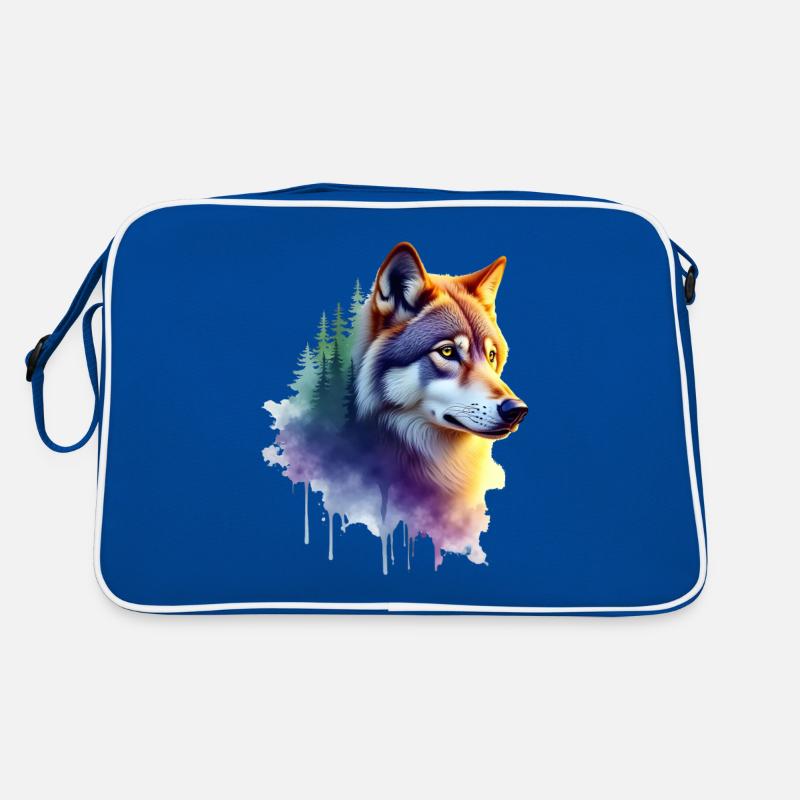 Wolf Art Artwork Watercolor Forest Wolf Retro Bag