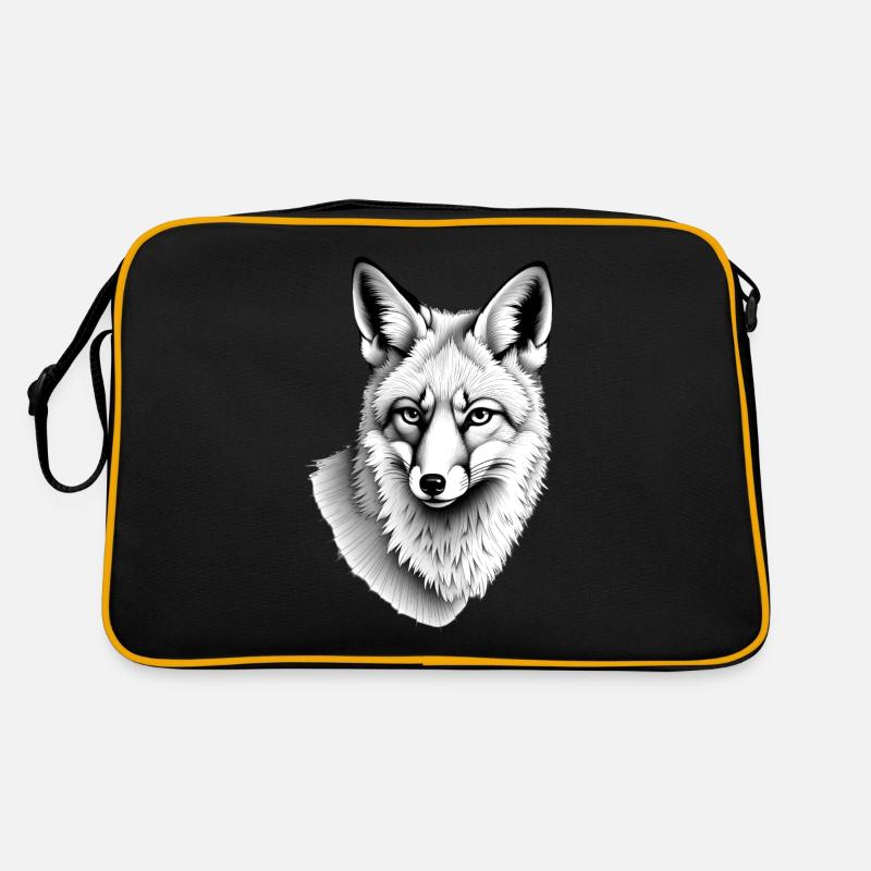 Wolf Schwarz Weiß Outfit Tier Motiv Kunst Wolf Retro Tasche