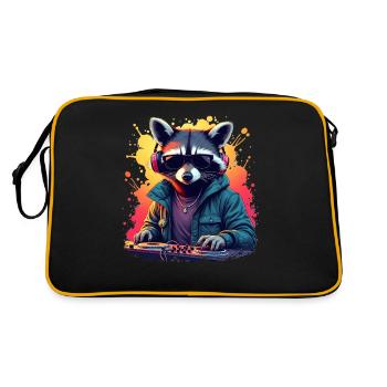 Waschbär Musik DJ Cooles Waschbär - Retro Tasche - Schwarz/Gold - Hinten