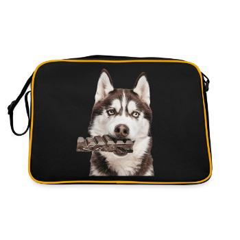 Siberian Husky - Retro Bag - black/gold - Back
