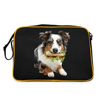 Australischer Schäferhund - Retro Tasche - Schwarz/Gold - Hinten