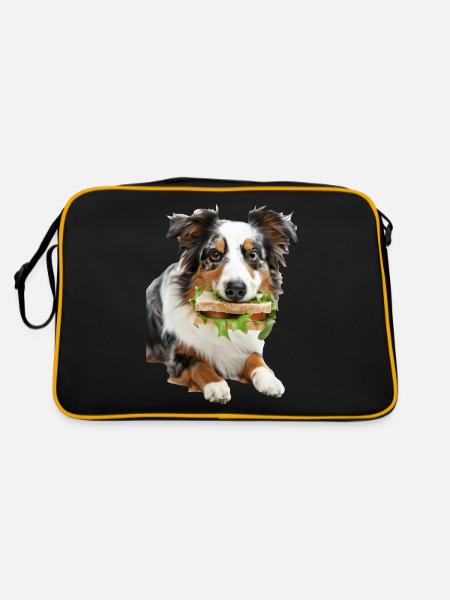 Australischer Schäferhund - Retro Tasche - Schwarz/Gold - Hinten