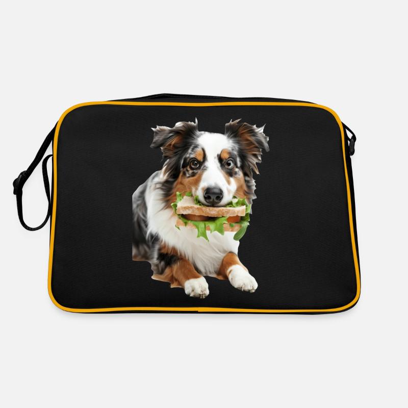 Australischer Schäferhund - Retro Tasche - Schwarz/Gold