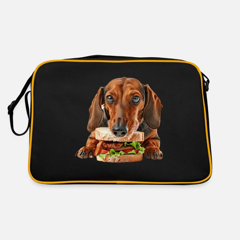 Dackel - Retro Tasche - Schwarz/Gold