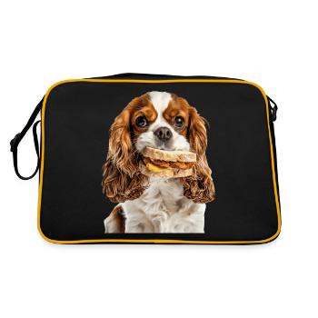 Cavalier King Spaniel - Retro Tasche - Schwarz/Gold - Hinten