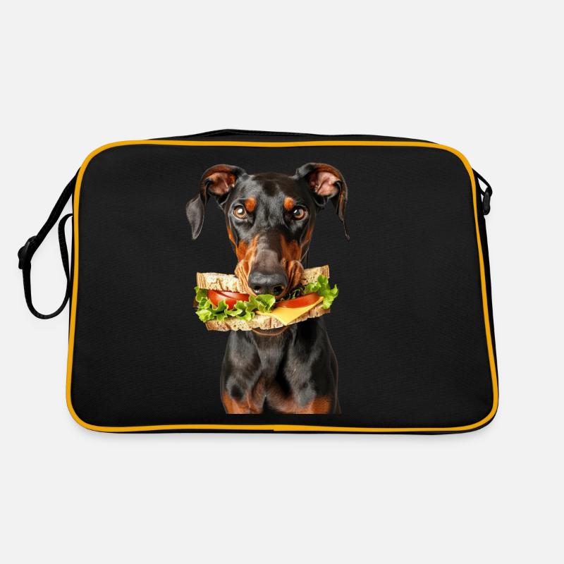 Dobermann - Retro Tasche - Schwarz/Gold