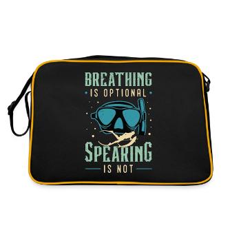 Spearfishing Breathing Is Optional Scuba Diver - Retro Tasche - Schwarz/Gold - Hinten
