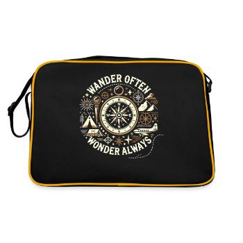 Oft wandern, immer staunen - Retro Tasche - Schwarz/Gold - Hinten