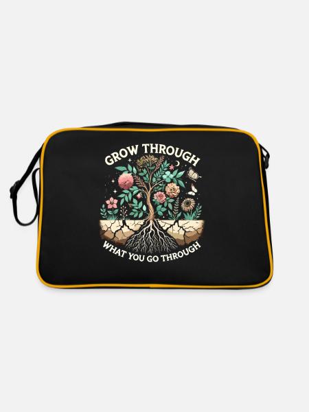 Wachsen Sie durch das, was Sie durchmachen - Retro Tasche - Schwarz/Gold - Hinten