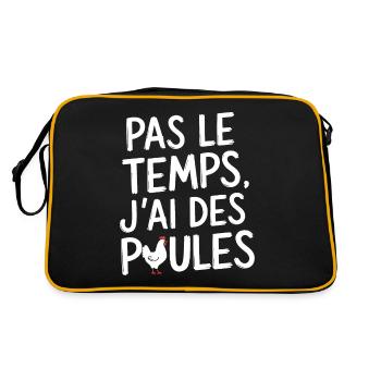 No Time I Have Chickens Humor - Retro Bag - black/gold - Back