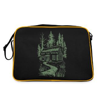 Dark Cottagecore Forest House Motif - Retro Bag - black/gold - Back