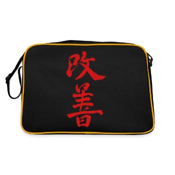 Amélioration Kaizen Caractères Japonais - Sac Retro - noir/or - Dos