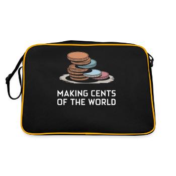 Making Cents Of The World Stack Of Coins Humor - Retro Bag - black/gold - Back