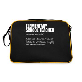 Funny Elementary School Teacher Definition T-Shirt - Retro Tasche - Schwarz/Gold - Hinten