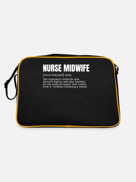 Nurse Midwife Definition T-Shirts - Retro Bag - black/gold - Back