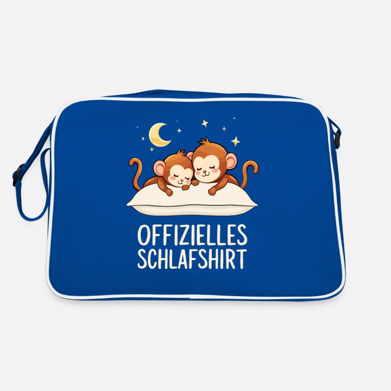 Offizielles Schlafshirt Affen Affe Paar Retro Tasche