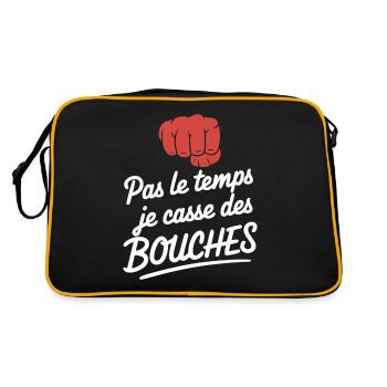 No Time I Break Mouths Humor Fight - Retro Bag - black/gold - Back