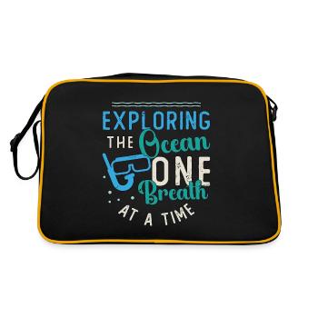 Snorkeling Exploring The Ocean Marine Biologist - Retro Tasche - Schwarz/Gold - Hinten
