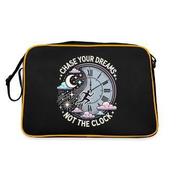 Verfolge deine Träume, nicht die Uhr - Retro Tasche - Schwarz/Gold - Hinten