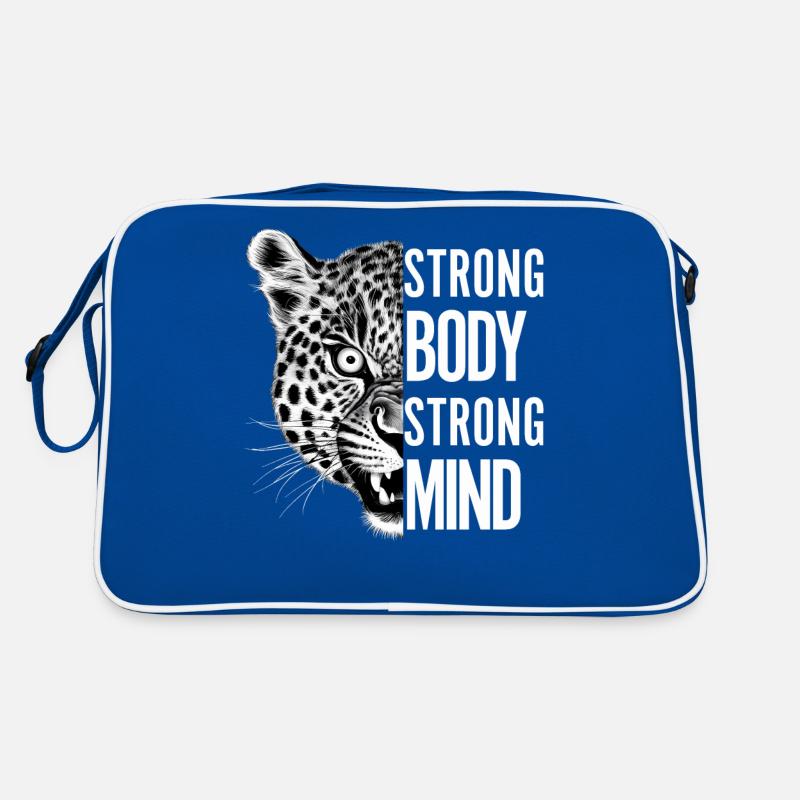 Strong Body Strong Mind Motivational Leopard Retro Bag