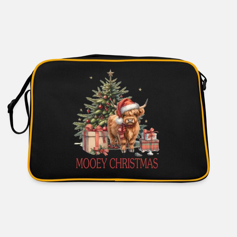 Mooey Christmas Mit Weihnachtsbaum und Geschenken Retro Tasche