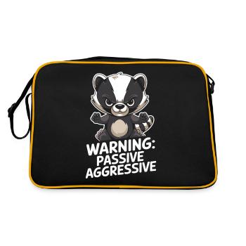 Warnung: Passiv Aggressiv Dachs Cartoon - Retro Tasche - Schwarz/Gold - Hinten
