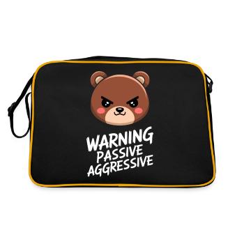 Warning Passive Aggressive Bear Illustration - Retro Bag - black/gold - Back