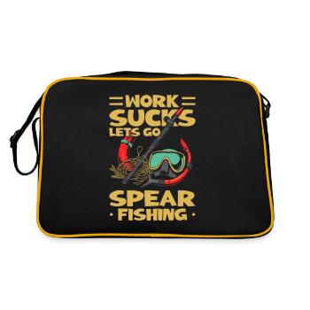 Speerfischen Angeln - Retro Tasche - Schwarz/Gold - Hinten