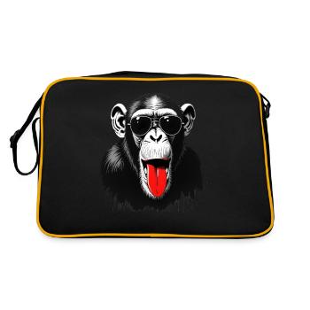 Chimpanzee monkey animal motif funny monkey - Retro Bag - black/gold - Back