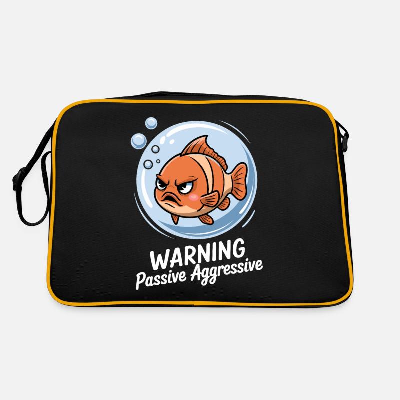 Achtung Passiv Aggressiv Lustiger Fisch Comic Retro Tasche