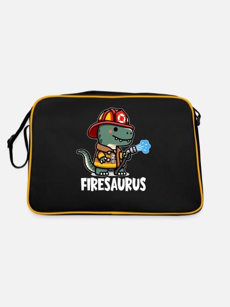 Firesaurus with Fire Helmet and Fire Hose - Retro Bag - black/gold - Back