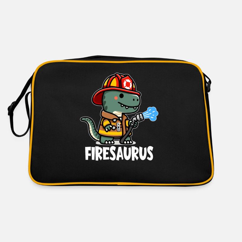 Firesaurus avec casque de pompier et tuyau d’incendie Sac Retro