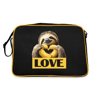 niedliches Faultier mit Bananenherz Love Forever - Retro Tasche - Schwarz/Gold - Hinten
