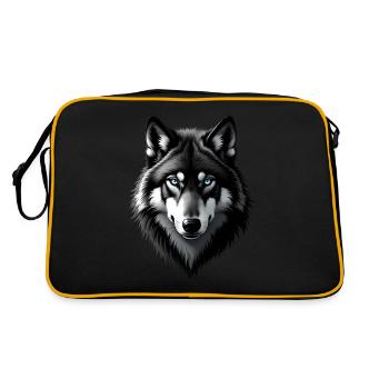 Loup aux yeux bleus Motif animal Art Loup - Sac Retro - noir/or - Dos