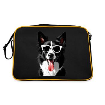 Border Collie chien motif animal chiens drôles - Sac Retro - noir/or - Dos