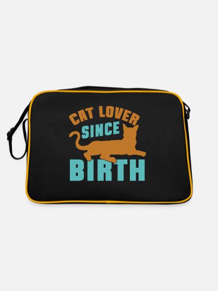 Cat Dad Gifts - Retro Tasche - Schwarz/Gold - Hinten