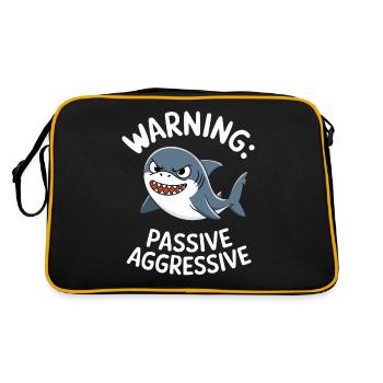 Vorsicht: Passiv-Aggressiv Hai Illustration - Retro Tasche - Schwarz/Gold - Hinten