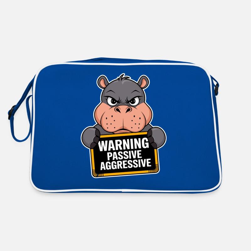 Warnung Passiv Aggressiv Nilpferd Retro Tasche