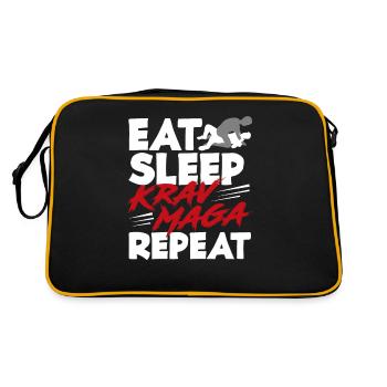 Krav Maga Essen Schlafen - Retro Tasche - Schwarz/Gold - Hinten