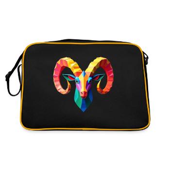 Bélier Polygone Capricorne Motif Animalier Art - Sac Retro - noir/or - Dos