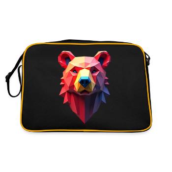 Bear Polygon Bear Animal Motif Art Bear - Retro Bag - black/gold - Back