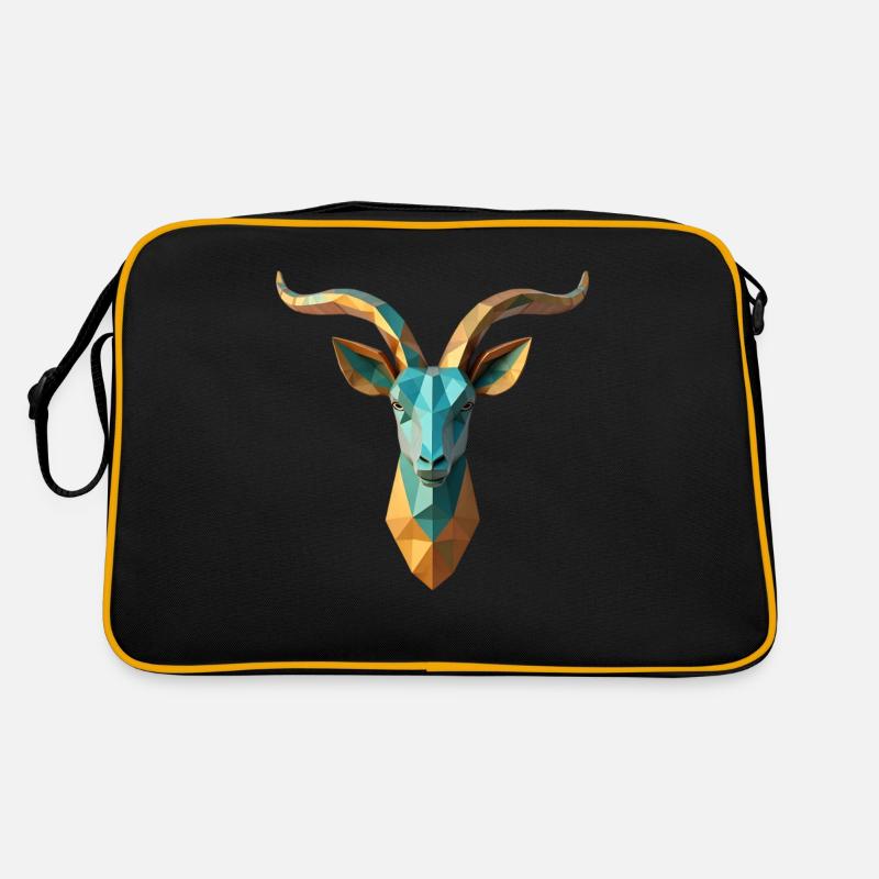 Ziege Polygon Ziegen Tier Motiv Kunst Ziege Retro Tasche