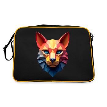 Katze Polygon Kunststil Tier Motiv Kunst Katzen - Retro Tasche - Schwarz/Gold - Hinten