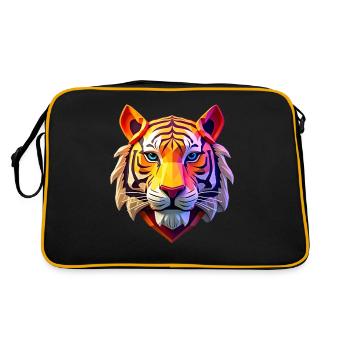 Tigre Polygone Grand Chat Motif Animalier Art Tigre - Sac Retro - noir/or - Dos