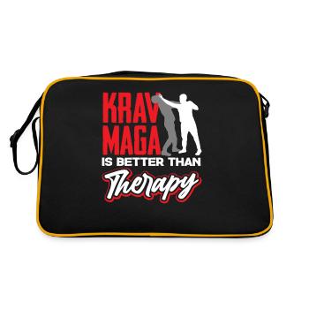 Krav Maga Therapie Spruch - Retro Tasche - Schwarz/Gold - Hinten