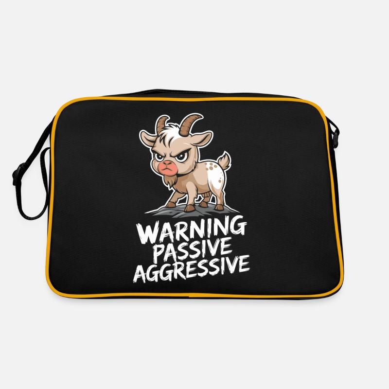Warnung: Passiv Aggressiv Ziege Illustration Retro Tasche